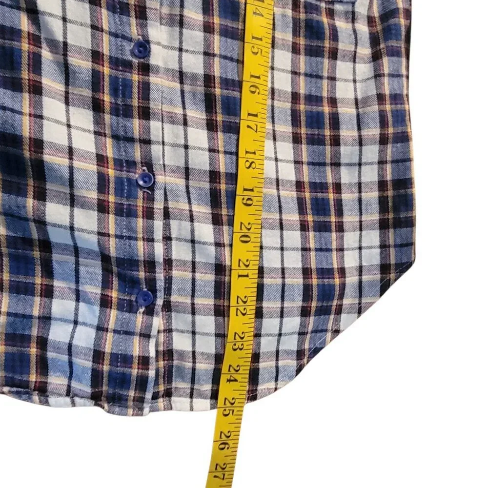 Y2K 100% Cotton Plaid Button Front Long Sleeve Flannel Shirt Women's S - Picture 11 of 11